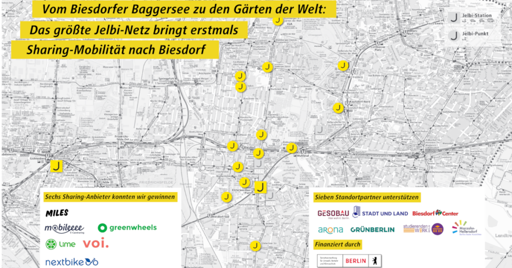 Karte der Jelbi Stationen in Biesdorf