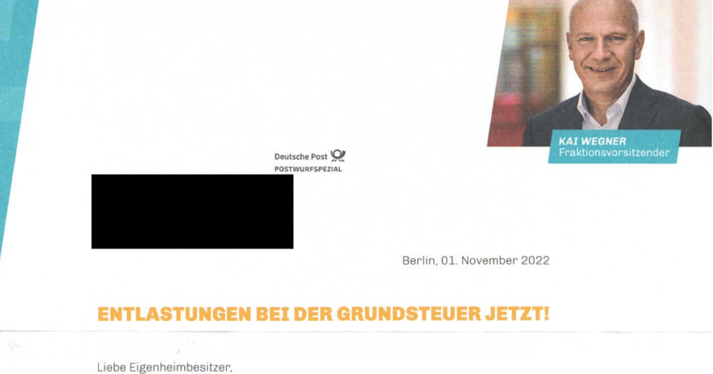 Der Briefkopf des Briefes der CDU-Fraktion zur Grundsteuer