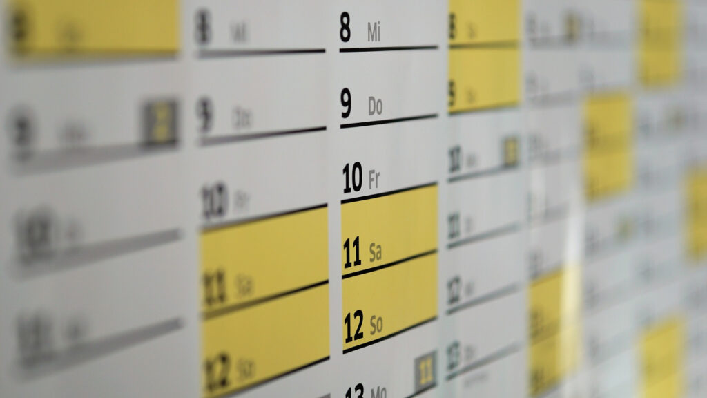 Ein Kalender als Symbolbild für Veranstaltungen