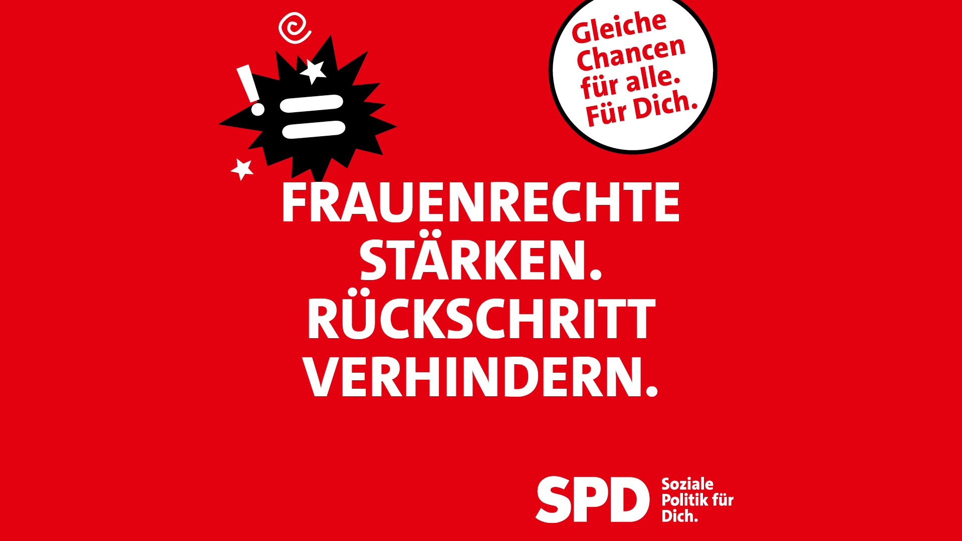 Bild zum Frauentag mit dem Text: Frauenrechte stärken. Rückschritt verhindern