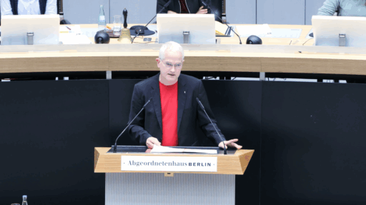 Jan Lehmann im Abgeordnetenhaus bei seiner Rede zum AfD-Antrag "Antifa-Verbot"