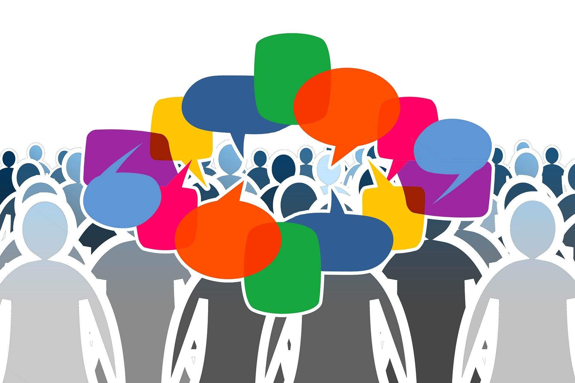 Stilisierte Menschen, die miteinander reden, als Symbolbild für das Quartiersmanagement