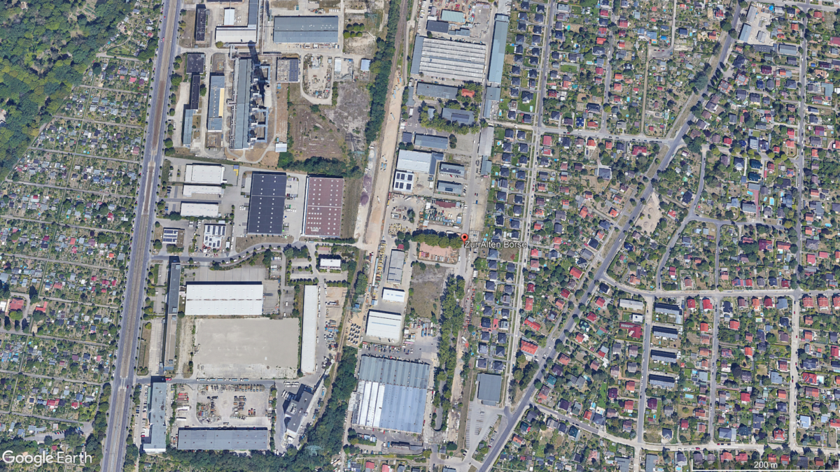 Google Maps-Satelitenbild des Gewerbegebiets Zur Alten Börse