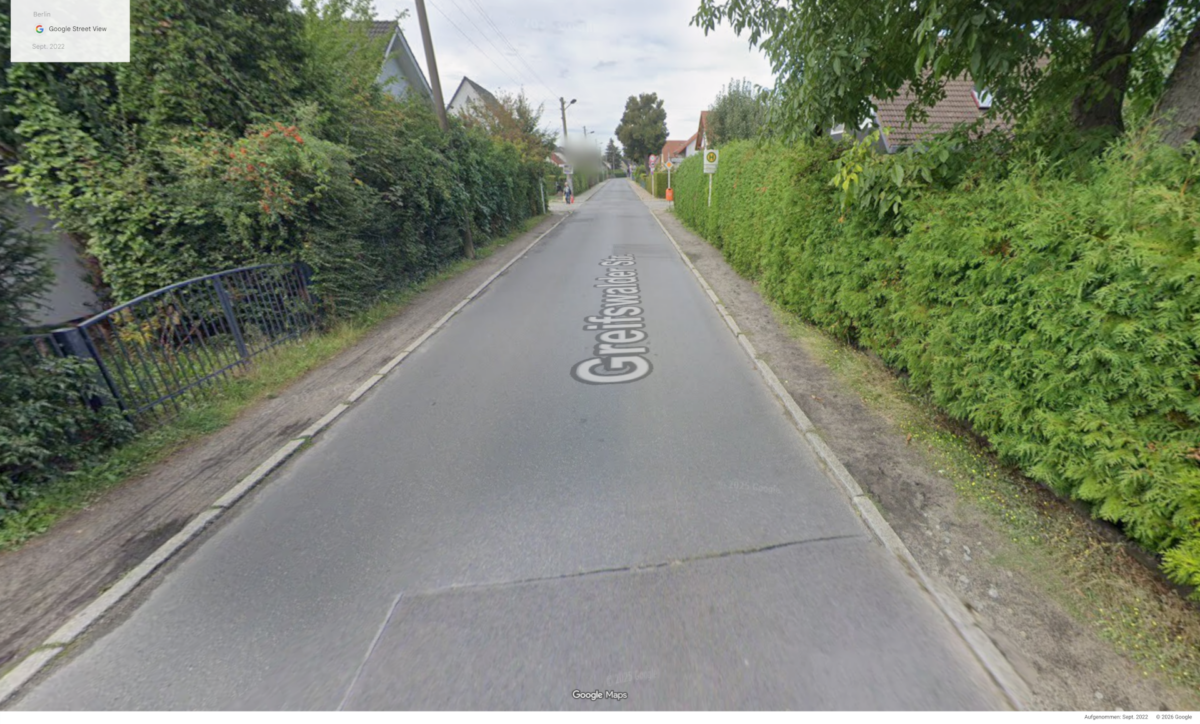 Die Greifswalder Straße auf Google Maps Streetview